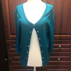 Turquoise WHBM button-up cardigan